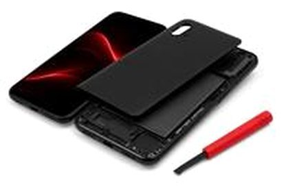 Open phone with its back off and a screwdriver