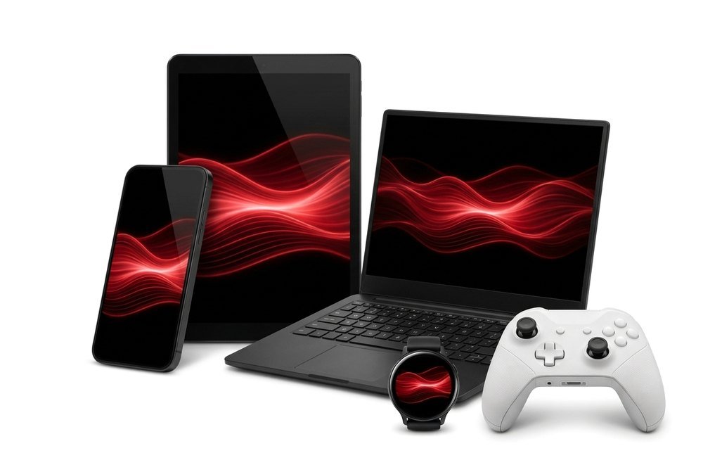 Laptop, tablet, phone, smartwatch and game controller